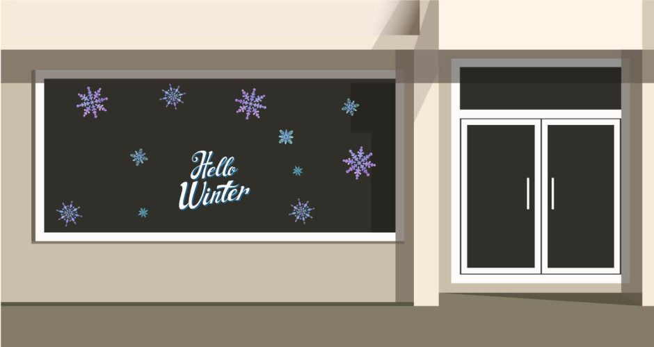 Αυτοκόλλητα καταστημάτων - Hello winter snowflakes