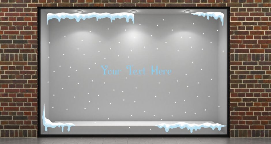 Αυτοκόλλητα καταστημάτων - Στοίβες χιονιού με το δικό σας κείμενο