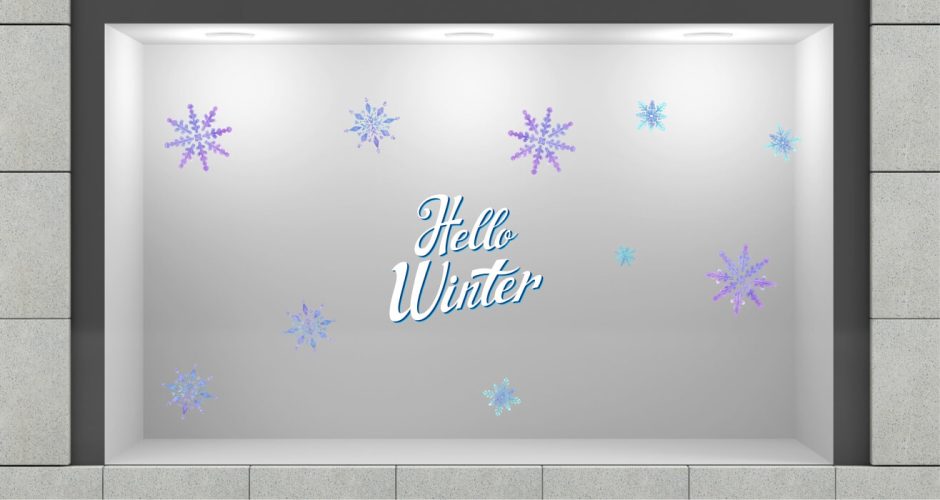 Αυτοκόλλητα καταστημάτων - Hello winter snowflakes