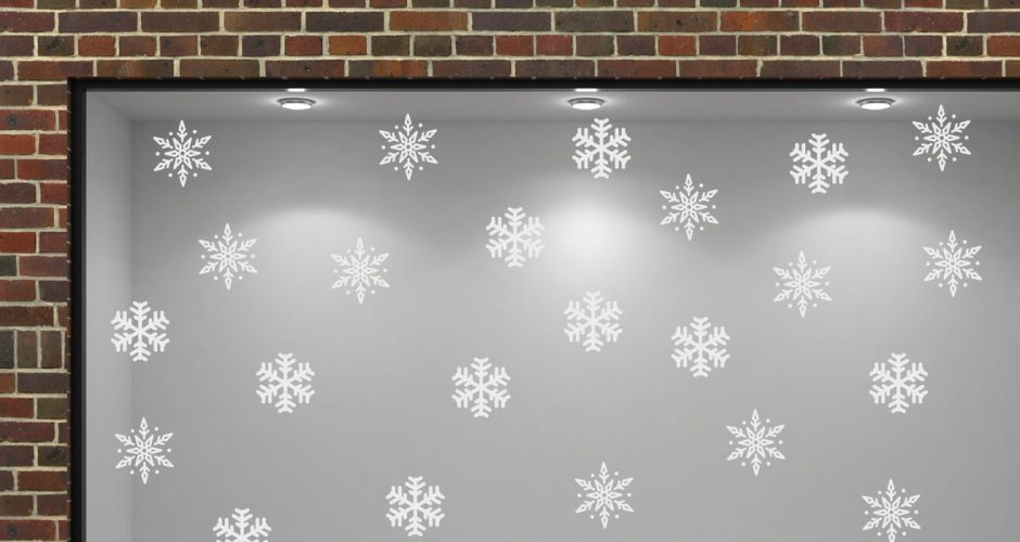 Αυτοκόλλητα καταστημάτων - White snowflakes - Διάσπαρτες χιονονιφάδες.