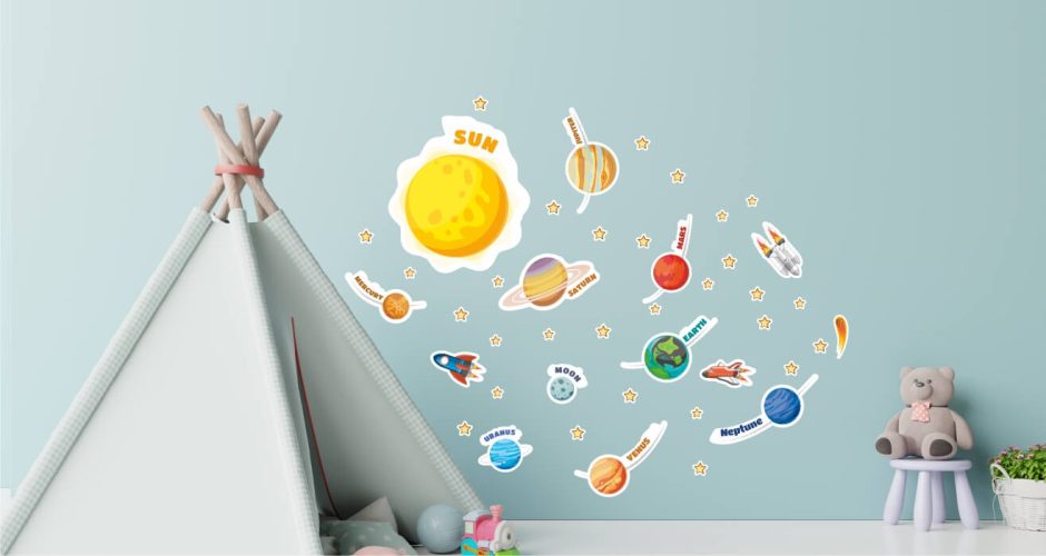 Αυτοκόλλητα Τοίχου - Το Ηλιακό μας Σύστημα! Παιδικό αυτοκόλλητο τοίχου (στα Αγγλικά)