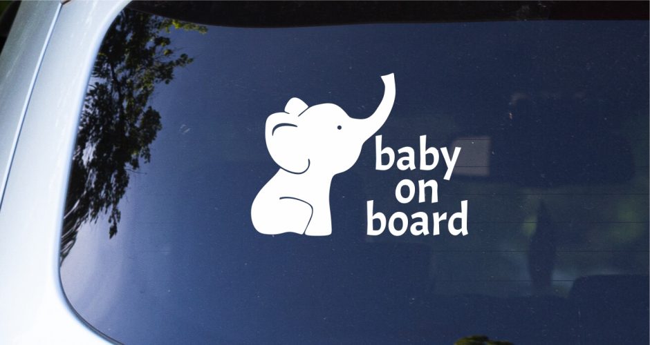 Αυτοκόλλητα Αυτοκινήτου - Αυτοκόλλητο Baby on Board Ελεφαντάκι