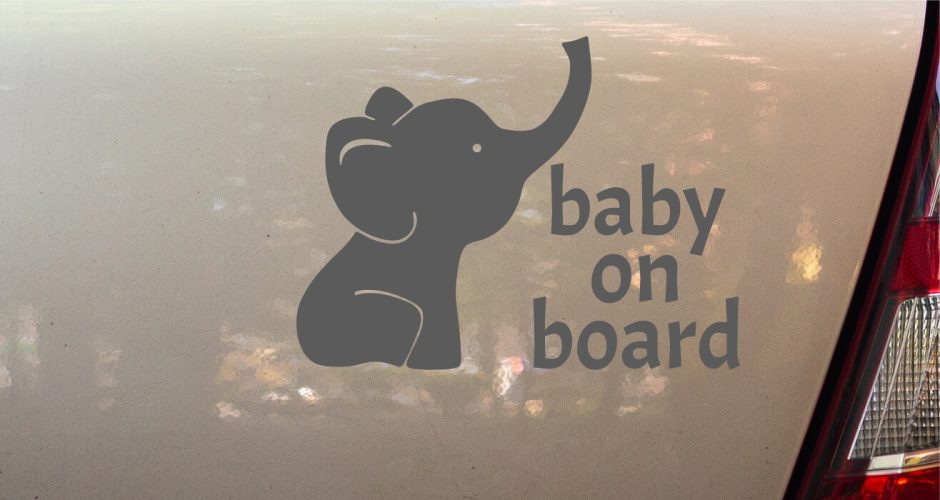 Αυτοκόλλητα Αυτοκινήτου - Αυτοκόλλητο Baby on Board Ελεφαντάκι