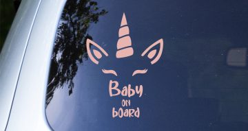 Αυτοκόλλητα Αυτοκινήτου - Αυτοκόλλητο Baby on Board - Unicorn