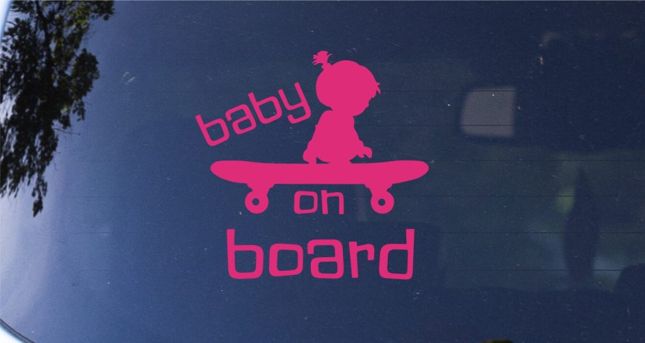Αυτοκόλλητα Αυτοκινήτου - Αυτοκόλλητο Baby on Skateboard