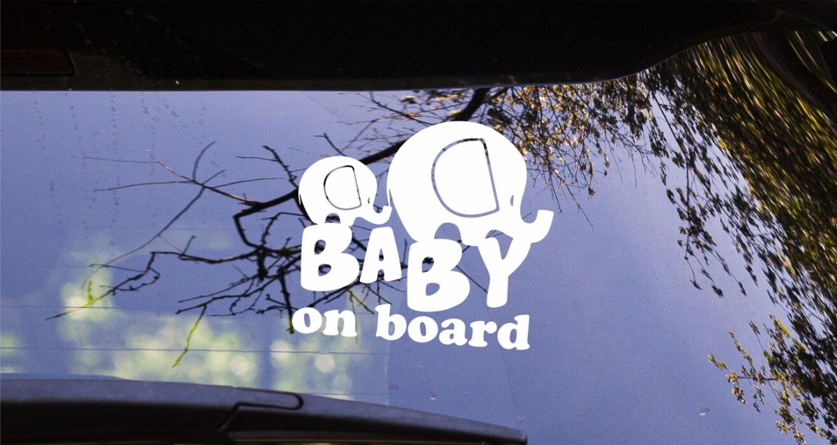 Αυτοκόλλητο Βινύλιο "Baby on Board - Elephant Family" για Αυτοκίνητο 🚗👶🐘 — εικόνα 2 από 3