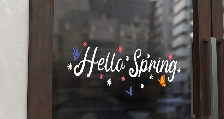 Ανοιξιάτικη βιτρίνα - "Hello Spring" – Αυτοκόλλητο Βιτρίνας — εικόνα 1 από 3