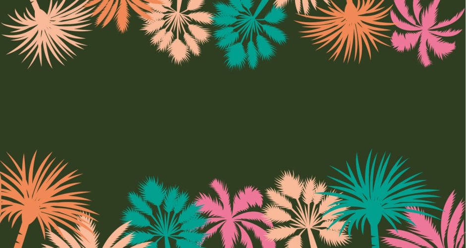 Αυτοκόλλητα καταστημάτων - “Colorful palm trees” καλοκαιρινή διακόσμηση βιτρίνας με πολύχρωμους φοίνικες.