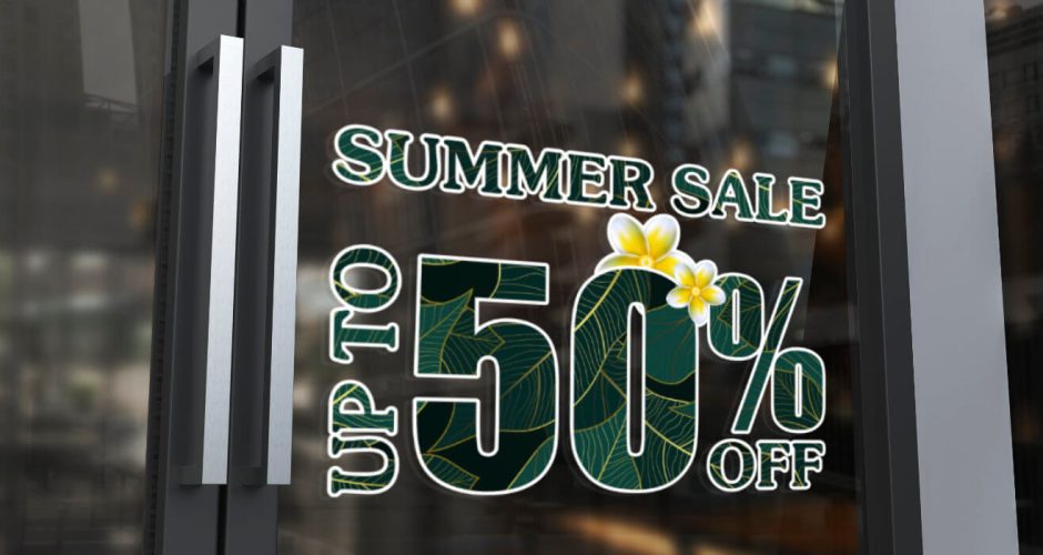 Αυτοκόλλητα καταστημάτων - Summer Sale Up to - Tropical