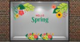 Ανοιξιάτικη διακόσμηση βιτρίνας HELLO Spring με λουλούδια και φύλλα — εικόνα 2 από 6