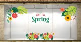 Ανοιξιάτικη διακόσμηση βιτρίνας HELLO Spring με λουλούδια και φύλλα — εικόνα 3 από 6