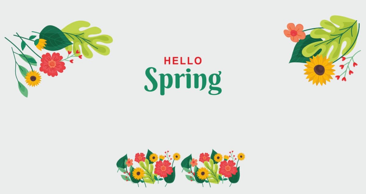 Ανοιξιάτικη διακόσμηση βιτρίνας HELLO Spring με λουλούδια και φύλλα — εικόνα 4 από 6