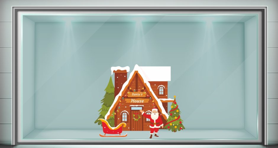 Αυτοκόλλητα καταστημάτων - Χριστουγεννιάτικο αυτοκόλλητο – Το σπίτι του Άι Βασίλη