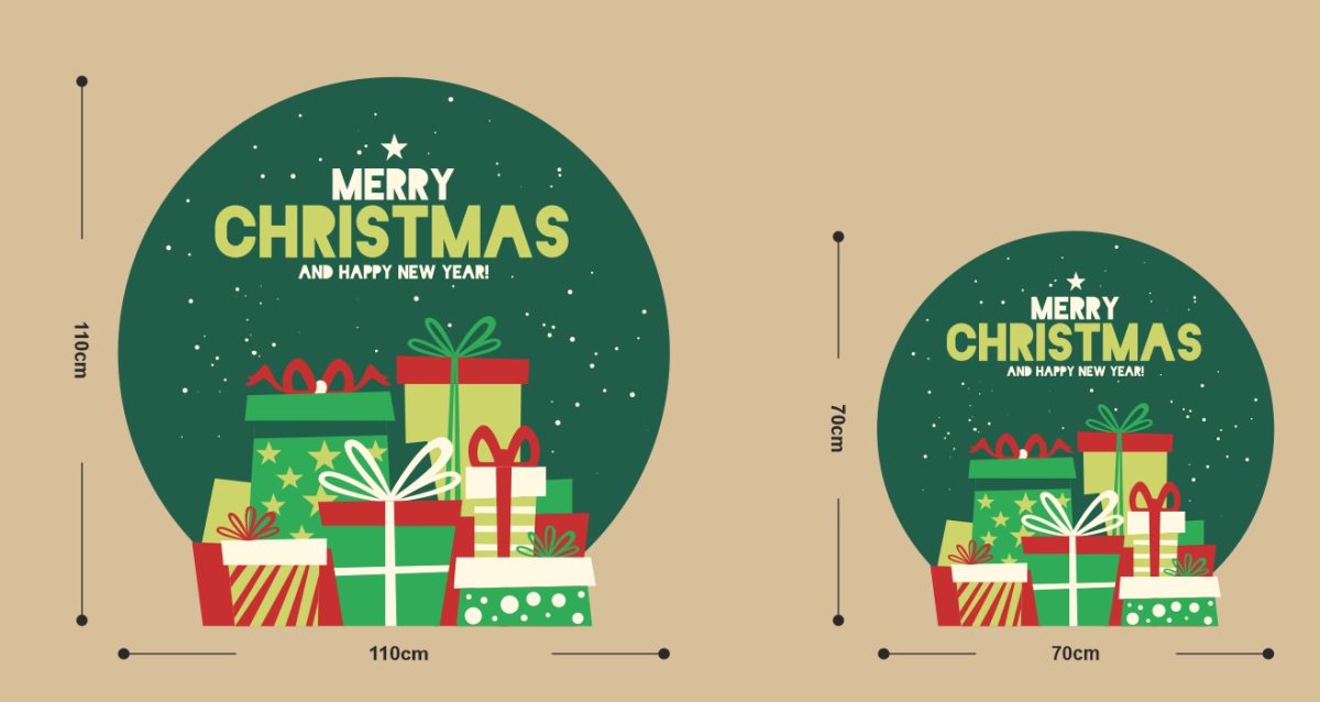 Χριστουγεννιάτικο Αυτοκόλλητο Βιτρίνας – Merry Christmas με Δώρα 🎅 🎄 🎁 ✨ — εικόνα 2 από 2