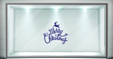 Αυτοκόλλητα καταστημάτων - Χριστουγεννιάτικο αυτοκόλλητο – Merry Christmas με τάρανδο