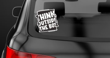 Αυτοκόλλητα Αυτοκινήτου - Αυτοκόλλητο “Think outside the box black & white”