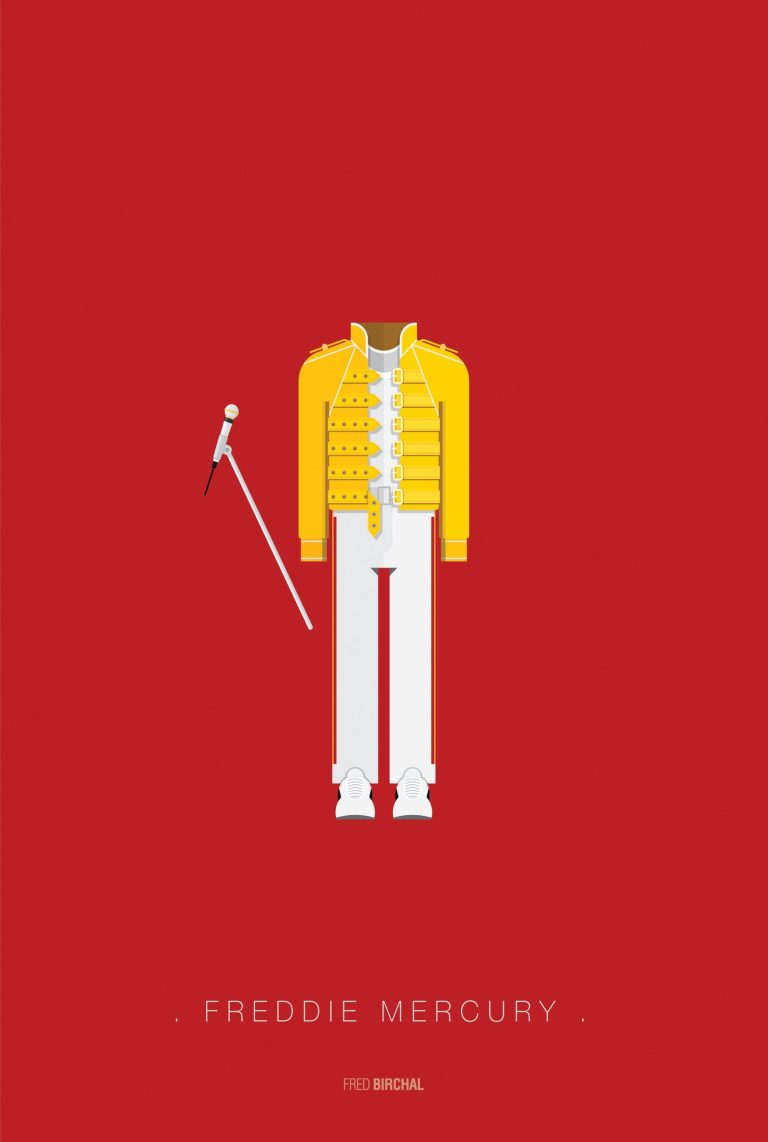 Freddie Mercury - Freddie Mercury – Μινιμαλιστικό Κίτρινο Σακάκι σε Κόκκινο Φόντο — εικόνα 1 από 6