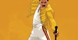 Freddie Mercury - Freddie Mercury – Queen, Κίτρινο Σακάκι σε Πορτοκαλί Φόντο — εικόνα 1 από 6