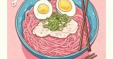 Ζώα & Δράκοι - Ramen – Μπολ με Νουντλς και Αυγά σε Ροζ Φόντο — εικόνα 1 από 6
