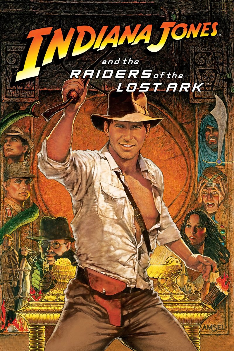 Πόστερ ταινίας Raiders of the Lost Ark – ζωγραφιστός εξερευνητής με καπέλο και μαστίγιο ανάμεσα σε ήρωες και θησαυρούς — εικόνα 1 από 6