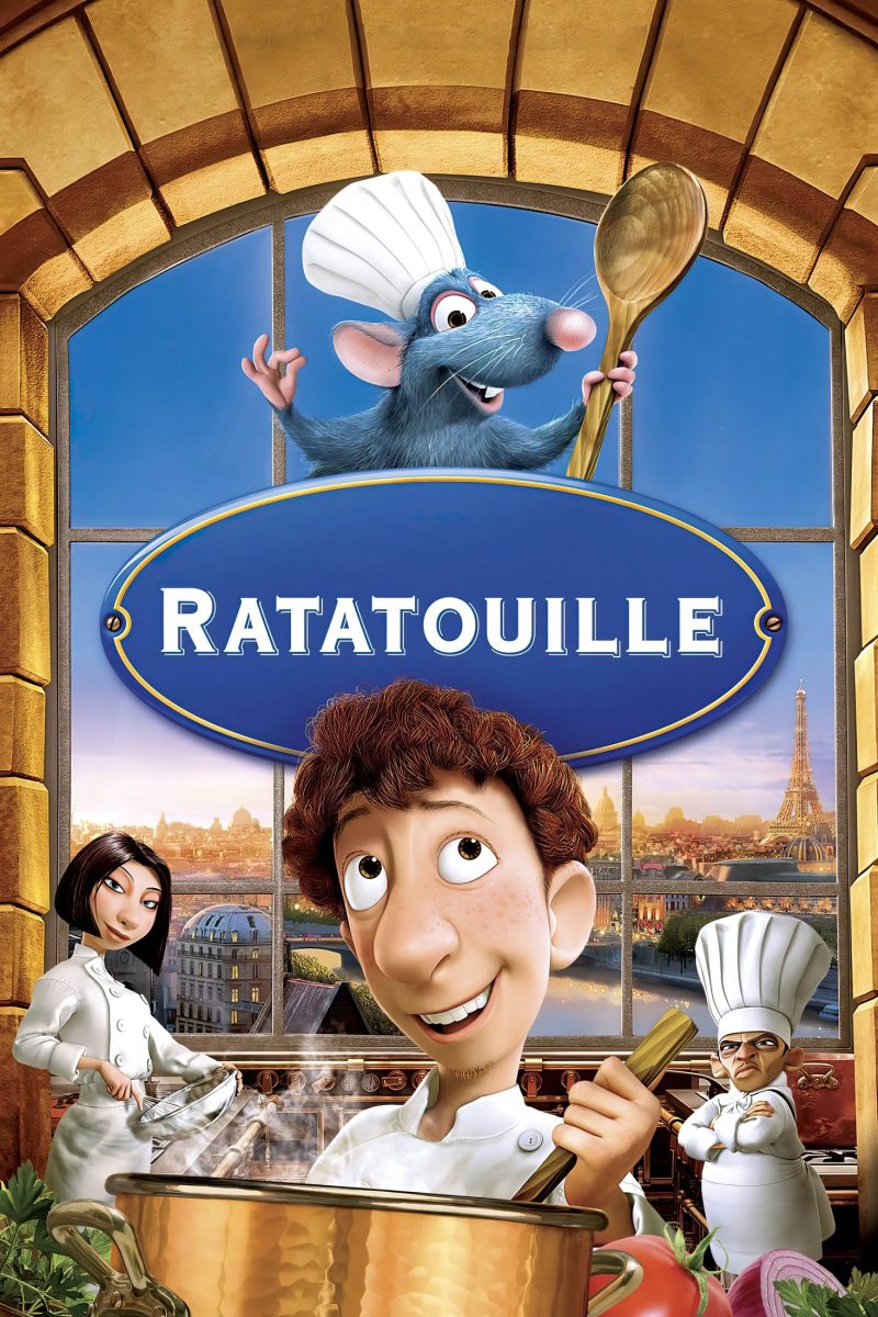 Πόστερ ταινίας Ratatouille – ο ποντικός Ρέμι με σκούφο σεφ και ένας νεαρός μάγειρας μπροστά σε μεγάλο παράθυρο — εικόνα 1 από 6