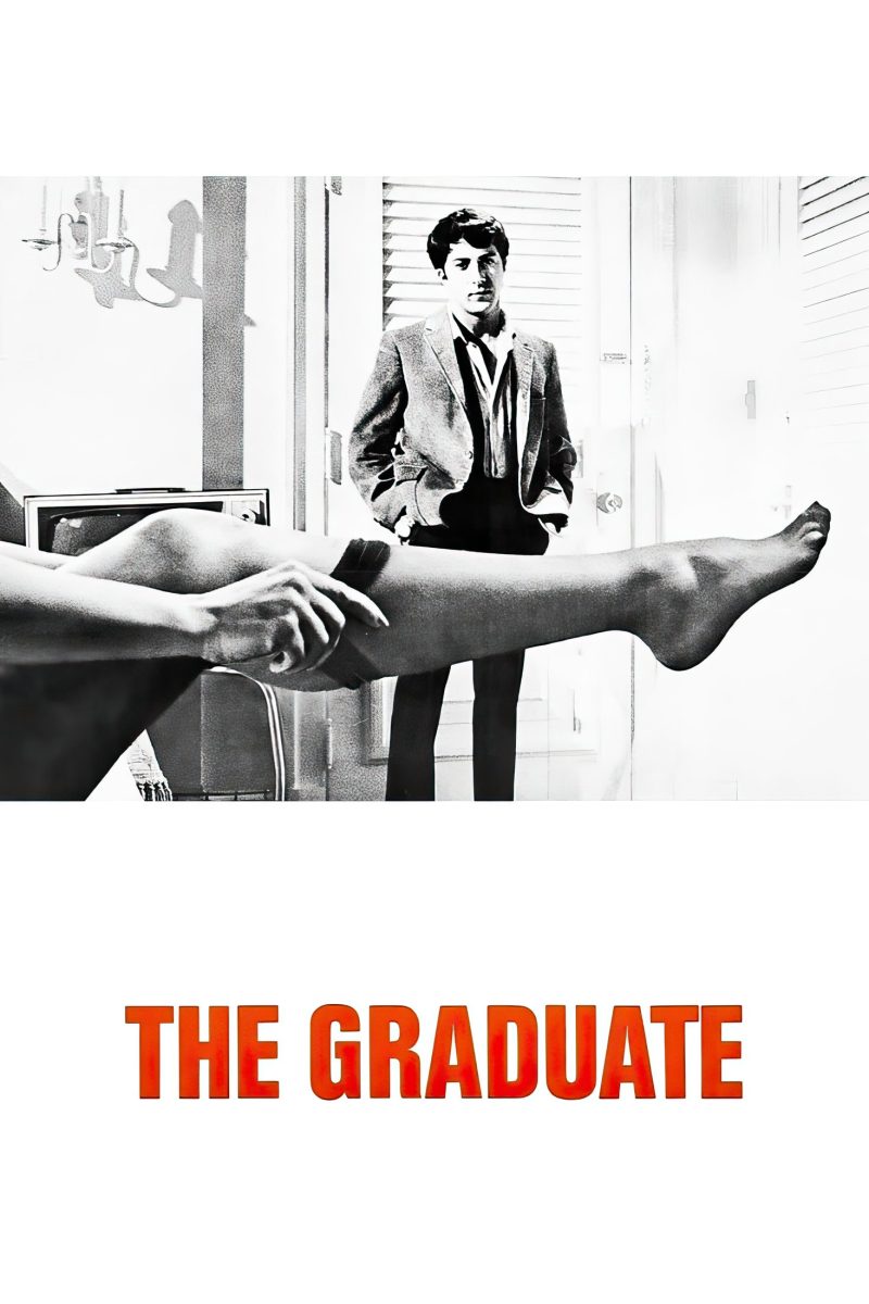 Πόστερ ταινίας The Graduate – νεαρός με σακάκι κοιτάζει ένα γυναικείο πόδι με κάλτσα, σε ασπρόμαυρο — εικόνα 1 από 6