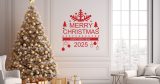 Αυτοκόλλητα Τοίχου - Αυτοκόλλητο “Merry Christmas & Happy New Year” με Μισή Νιφάδα, Μπάλες & Δεντράκια — εικόνα 3 από 6
