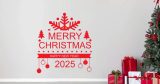 Αυτοκόλλητα Τοίχου - Αυτοκόλλητο “Merry Christmas & Happy New Year” με Μισή Νιφάδα, Μπάλες & Δεντράκια — εικόνα 5 από 6
