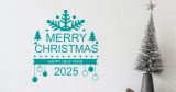 Αυτοκόλλητα Τοίχου - Αυτοκόλλητο “Merry Christmas & Happy New Year” με Μισή Νιφάδα, Μπάλες & Δεντράκια — εικόνα 2 από 6