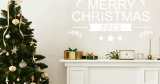 Αυτοκόλλητα Τοίχου - Αυτοκόλλητο “Merry Christmas 2025” με Ελαφάκια, Έλατο & Αστεράκια — εικόνα 3 από 6