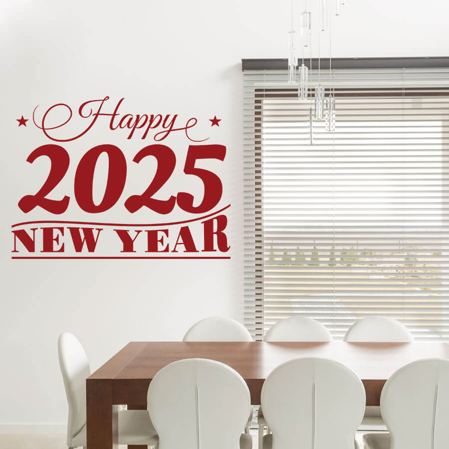Αυτοκόλλητα Τοίχου - Αυτοκόλλητο “Happy New Year” με Περίτεχνη Γραμματοσειρά — εικόνα 4 από 6