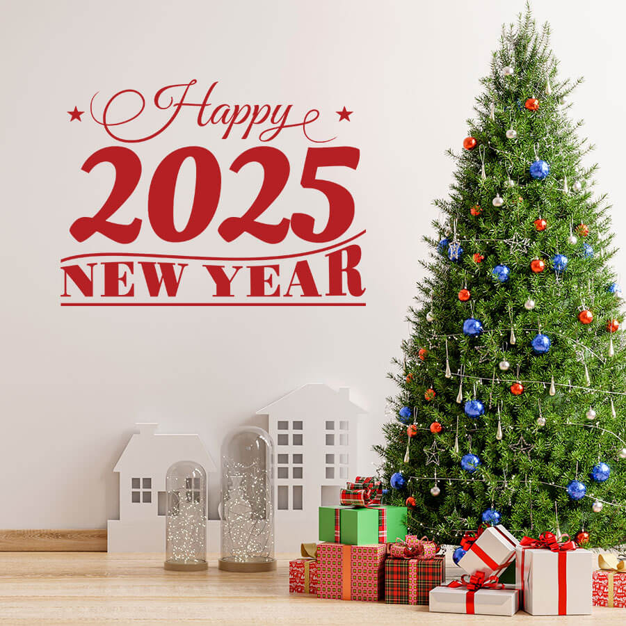 Αυτοκόλλητα Τοίχου - Αυτοκόλλητο “Happy New Year” με Περίτεχνη Γραμματοσειρά — εικόνα 6 από 6