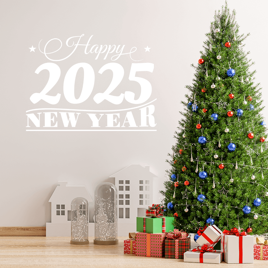 Αυτοκόλλητα Τοίχου - Αυτοκόλλητο “Happy New Year” με Περίτεχνη Γραμματοσειρά — εικόνα 2 από 6