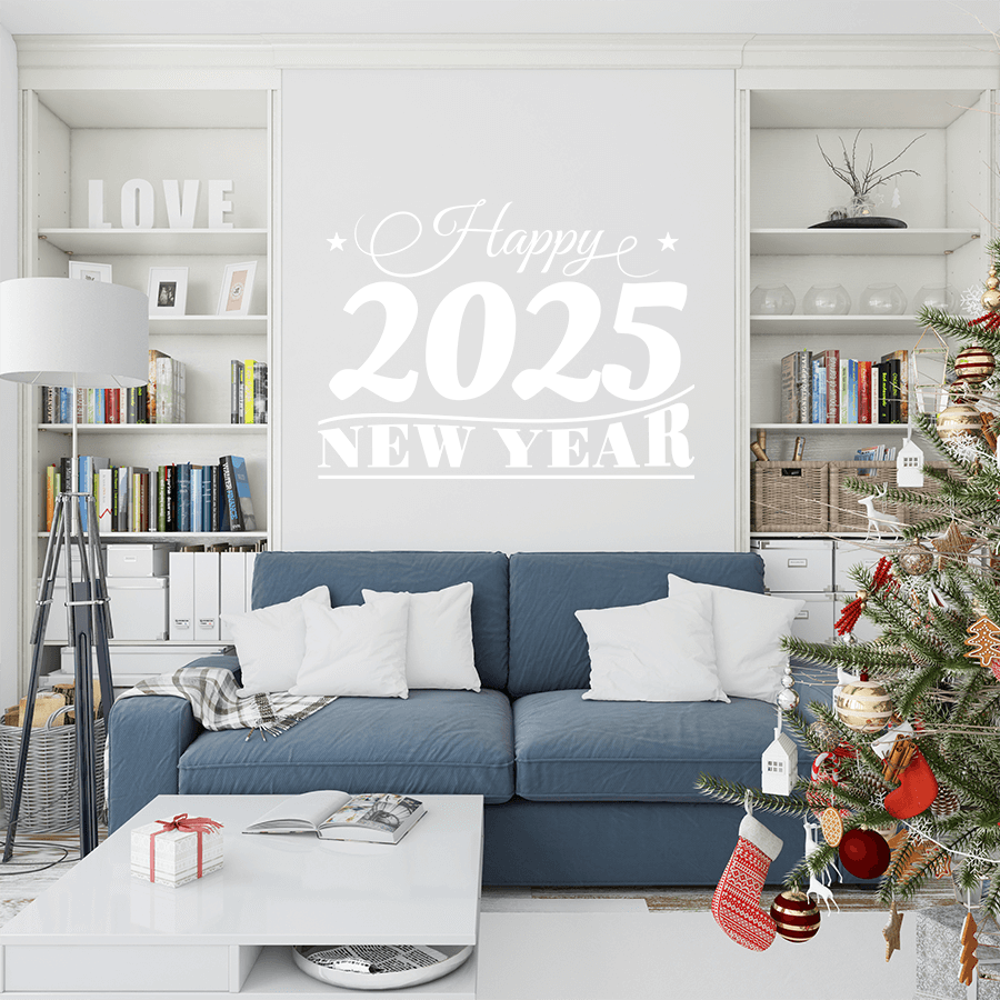Αυτοκόλλητα Τοίχου - Αυτοκόλλητο “Happy New Year” με Περίτεχνη Γραμματοσειρά — εικόνα 3 από 6