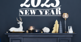 Αυτοκόλλητα Τοίχου - Αυτοκόλλητο “Happy New Year” με Περίτεχνη Γραμματοσειρά — εικόνα 1 από 6