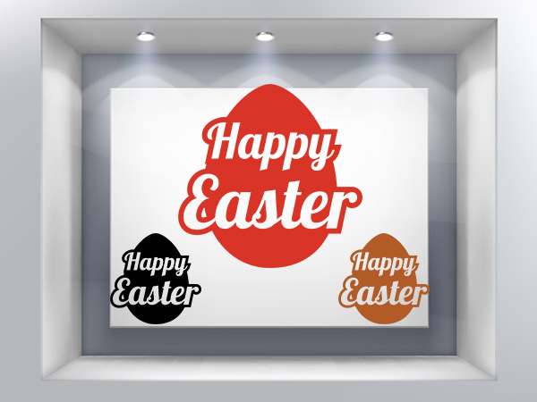 Αυτοκόλλητα καταστημάτων - "Happy Easter – Αυγό με Καλλιγραφικά Γράμματα για τη Βιτρίνα σας" 🐣✨ — εικόνα 1 από 6