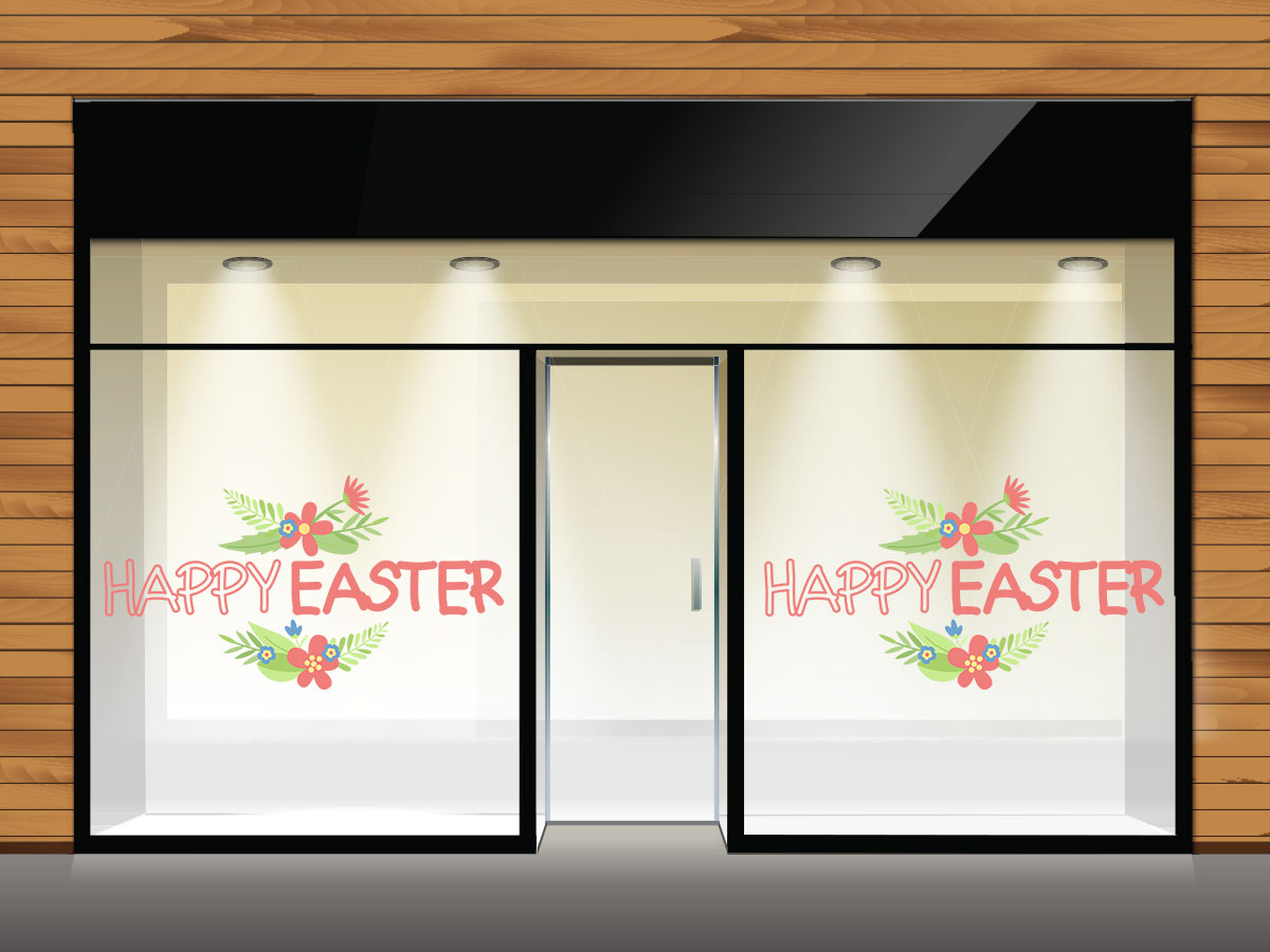 Αυτοκόλλητα καταστημάτων - "Happy Easter – Ανοιξιάτικη Ευχή με Στυλ και Λουλούδια! 🌸🐰" — εικόνα 2 από 4