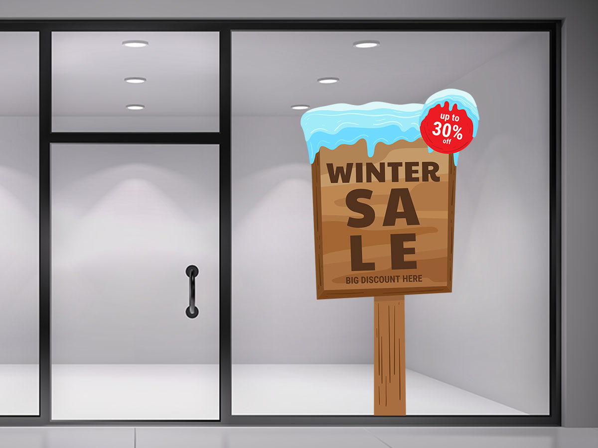 Αυτοκόλλητα καταστημάτων - Winter Sale - Χιονισμένη Πινακίδα — εικόνα 1 από 4