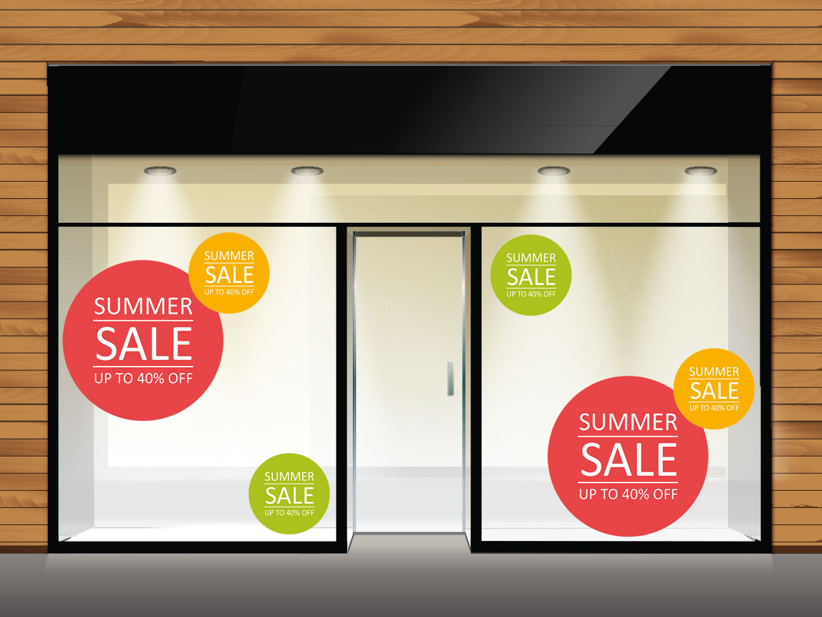 Αυτοκόλλητα καταστημάτων - Αυτοκόλλητο "SUMMER SALE" με Χαρούμενους Κύκλους – Φέρτε το Καλοκαίρι στη Βιτρίνα σας! 🌞🎉 — εικόνα 2 από 4