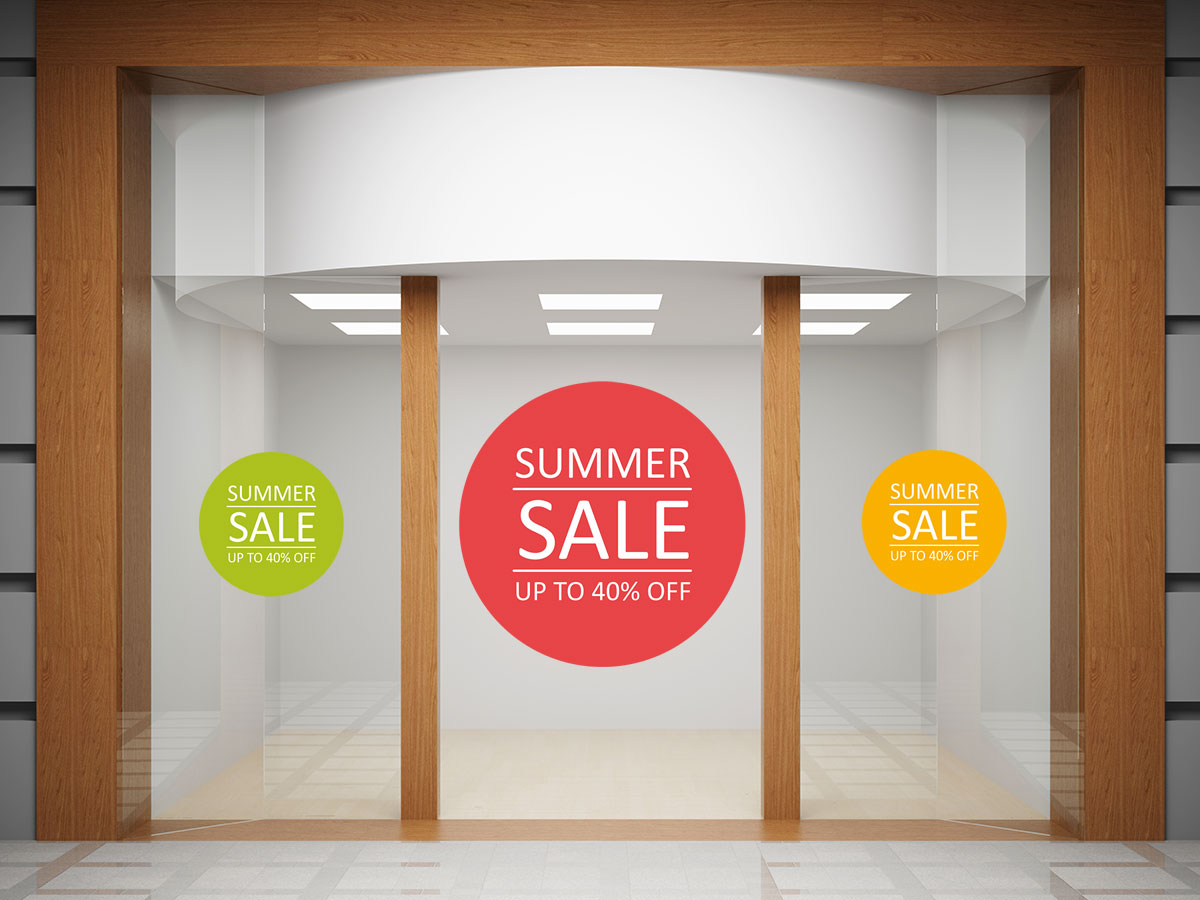 Αυτοκόλλητα καταστημάτων - Αυτοκόλλητο "SUMMER SALE" με Χαρούμενους Κύκλους – Φέρτε το Καλοκαίρι στη Βιτρίνα σας! 🌞🎉 — εικόνα 4 από 4