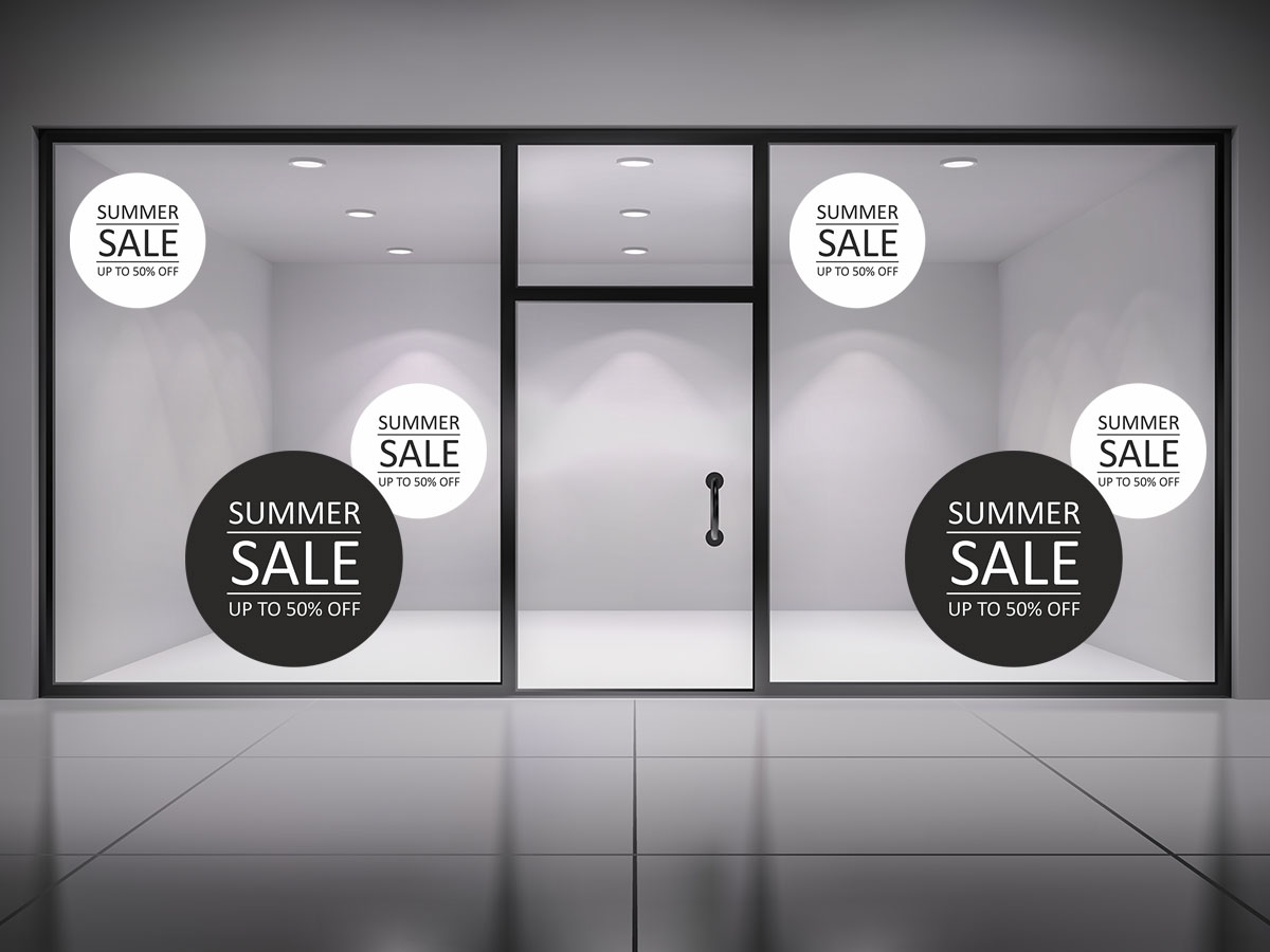 Αυτοκόλλητα καταστημάτων - Αυτοκόλλητο "SUMMER SALE" με Κύκλους – Στυλ και Καλοκαίρι στη Βιτρίνα σας! 🌞🌴 — εικόνα 3 από 4