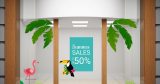 Αυτοκόλλητα καταστημάτων - Αυτοκόλλητο "SUMMER SALES" με Τροπικά Σχέδια – Καλοκαίρι σε κάθε γωνιά! 🌴🦜 — εικόνα 1 από 4