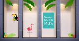 Αυτοκόλλητα καταστημάτων - Αυτοκόλλητο "SUMMER SALES" με Τροπικά Σχέδια – Καλοκαίρι σε κάθε γωνιά! 🌴🦜 — εικόνα 3 από 4