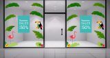 Αυτοκόλλητα καταστημάτων - Αυτοκόλλητο "SUMMER SALES" με Τροπικά Σχέδια – Καλοκαίρι σε κάθε γωνιά! 🌴🦜 — εικόνα 4 από 4