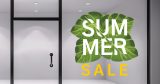 Αυτοκόλλητα καταστημάτων - Αυτοκόλλητο "SUMMER SALE" με Τροπικά Φύλλα – Φέρτε το Καλοκαίρι στη Βιτρίνα σας! 🌿☀️ — εικόνα 1 από 4