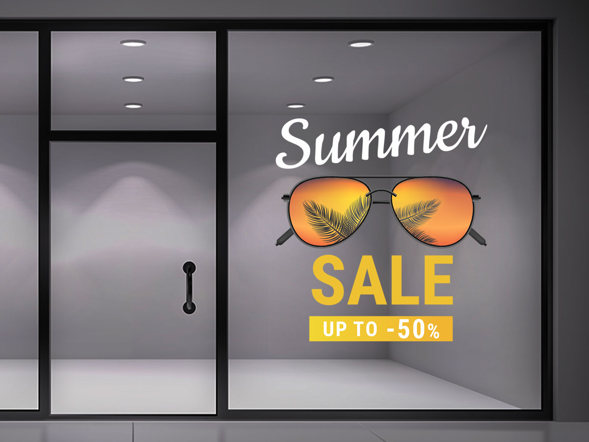 Αυτοκόλλητα καταστημάτων - Αυτοκόλλητο "Summer Sale" – Καλοκαίρι με Στυλ στη Βιτρίνα σου! 🕶️🌴 — εικόνα 1 από 4