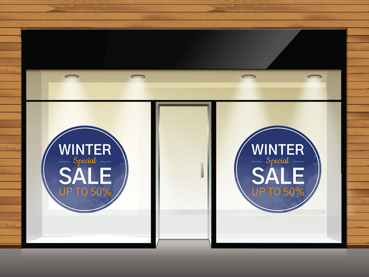 Αυτοκόλλητα καταστημάτων - Winter Sale - Special σε μπλε κύκλο — εικόνα 1 από 4