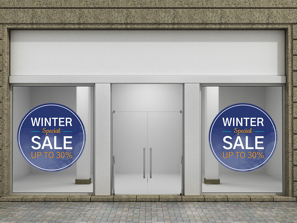 Αυτοκόλλητα καταστημάτων - Winter Sale - Special σε μπλε κύκλο — εικόνα 4 από 4