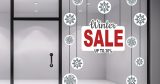 Αυτοκόλλητα καταστημάτων - Winter Sale με ποσοστό και 12 χιονονιφάδες — εικόνα 1 από 4