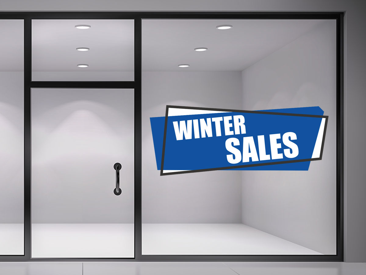 Αυτοκόλλητα καταστημάτων - WINTER SALES σε διπλά ασύμμετρα πλαίσια — εικόνα 3 από 4